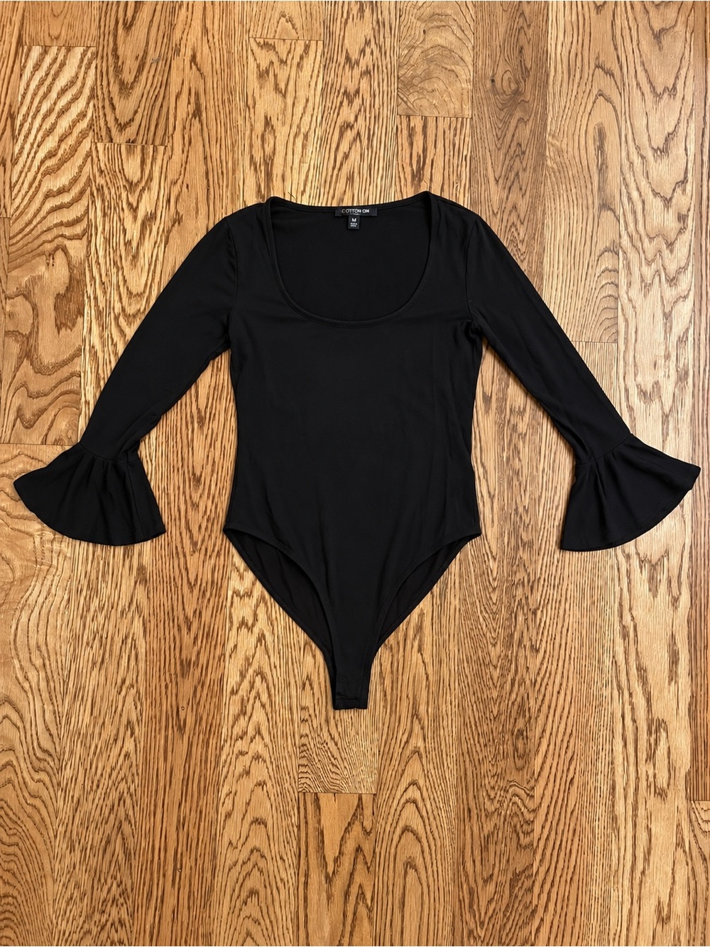 One Clothing Black Bell Sleeve Bodysuit Size M